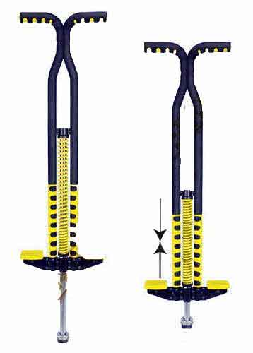 compressed pogo stick spring next to a spring at free length