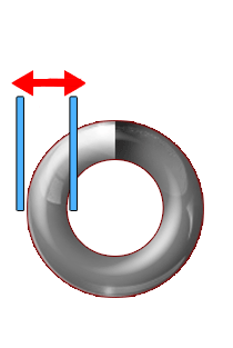 a coil with lines and arrows signaling where the wire diameter is