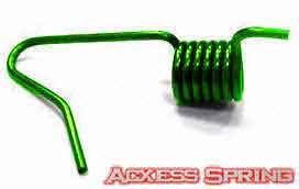 custom torsion spring with short leg and long leg with several bends and a radius